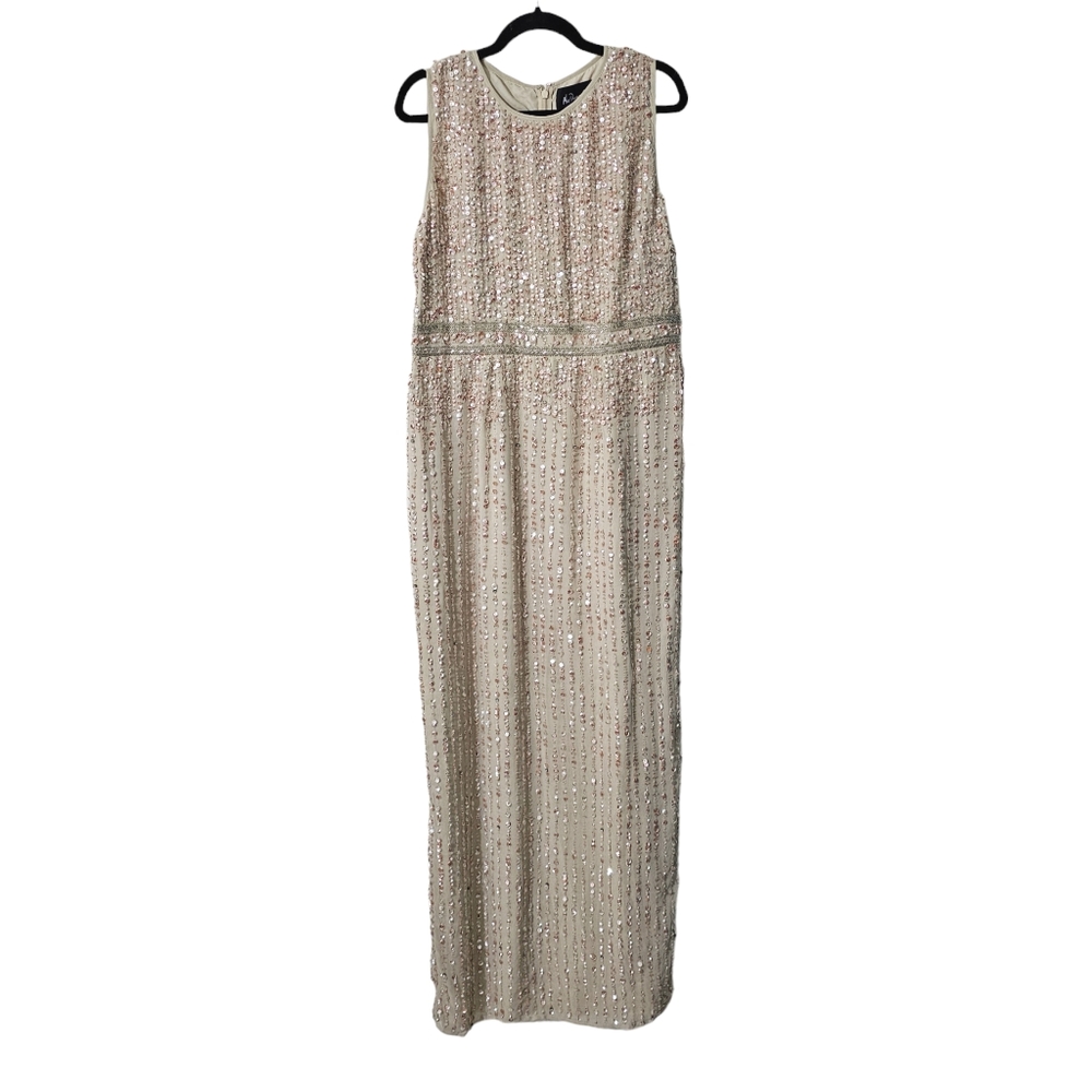 MAC DUGGAL size 14 SEQUINED HIGH NECK SLEEVELESS COLUMN GOWN Formal Dress - Picture 4 of 7
